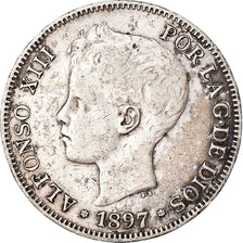 Coin, Spain, Alfonso XIII, 5 Pesetas, 1897, Madrid, VF(30-35), Silver, KM:707