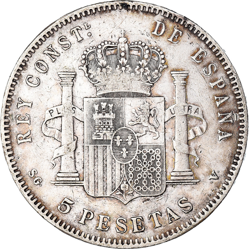 Coin, Spain, Alfonso XIII, 5 Pesetas, 1897, Madrid, VF(30-35), Silver, KM:707