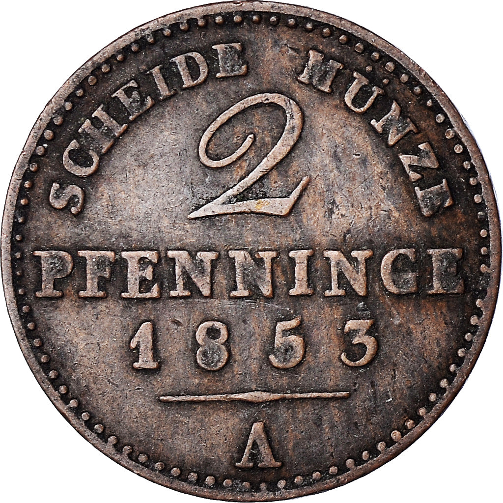 Coin, German States, PRUSSIA, Friedrich Wilhelm IV, 2 Pfennig, 1853, Berlin