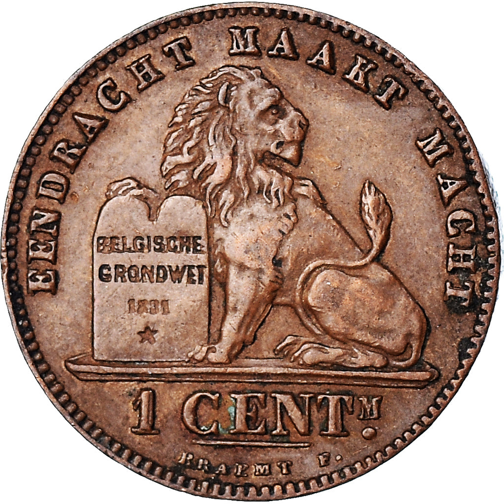 Coin, Belgium, Leopold II, Centime, 1894, AU(55-58), Copper, KM:34.1