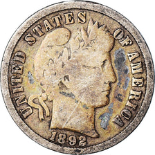 Coin, United States, Barber Dime, Dime, 1892, U.S. Mint, Philadelphia