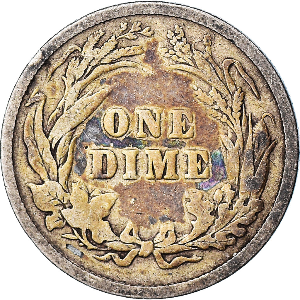 Coin, United States, Barber Dime, Dime, 1892, U.S. Mint, Philadelphia
