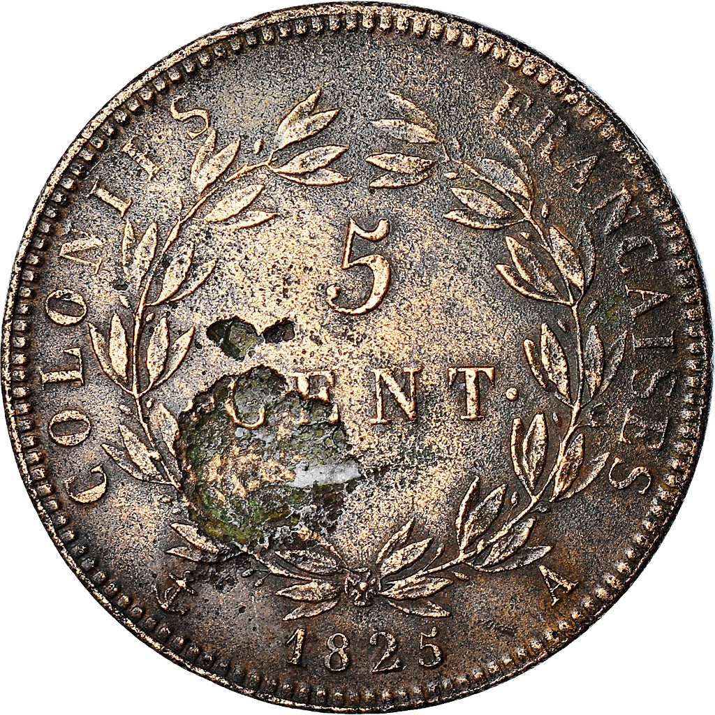 Moneta, Colonie francesi, Charles X, 5 Centimes, 1825, Paris, BB, Bronzo