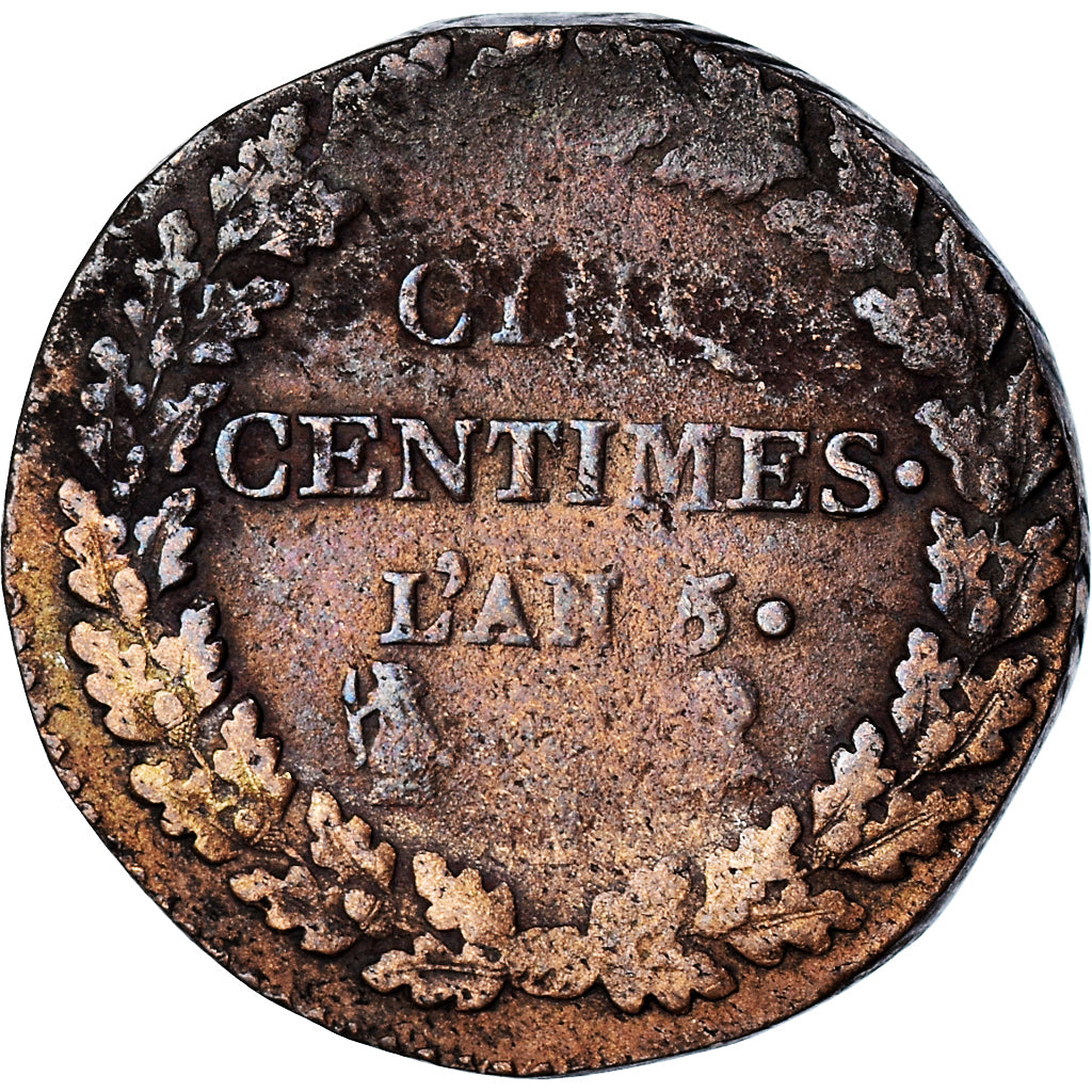 Coin, France, Dupré, 5 Centimes, AN 5, Limoges, VF(20-25), Bronze, KM:640.7