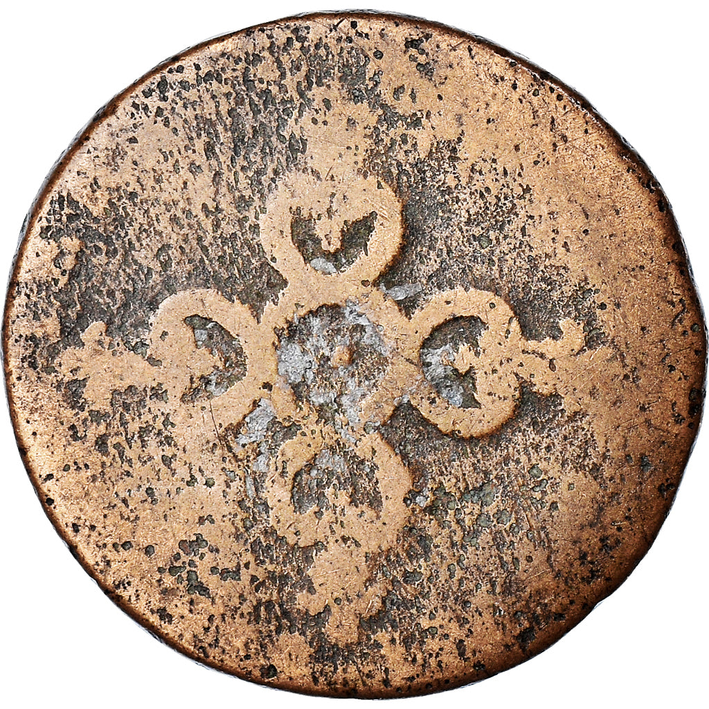 Moneta, Francia, 6 Deniers, 1709-1712, Uncertain Mint, B, Rame, Gadoury:185