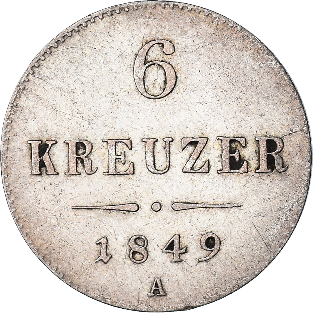 Coin, Austria, Franz Joseph I, 6 Kreuzer, 1849, Vienna, AU(50-53), Silver