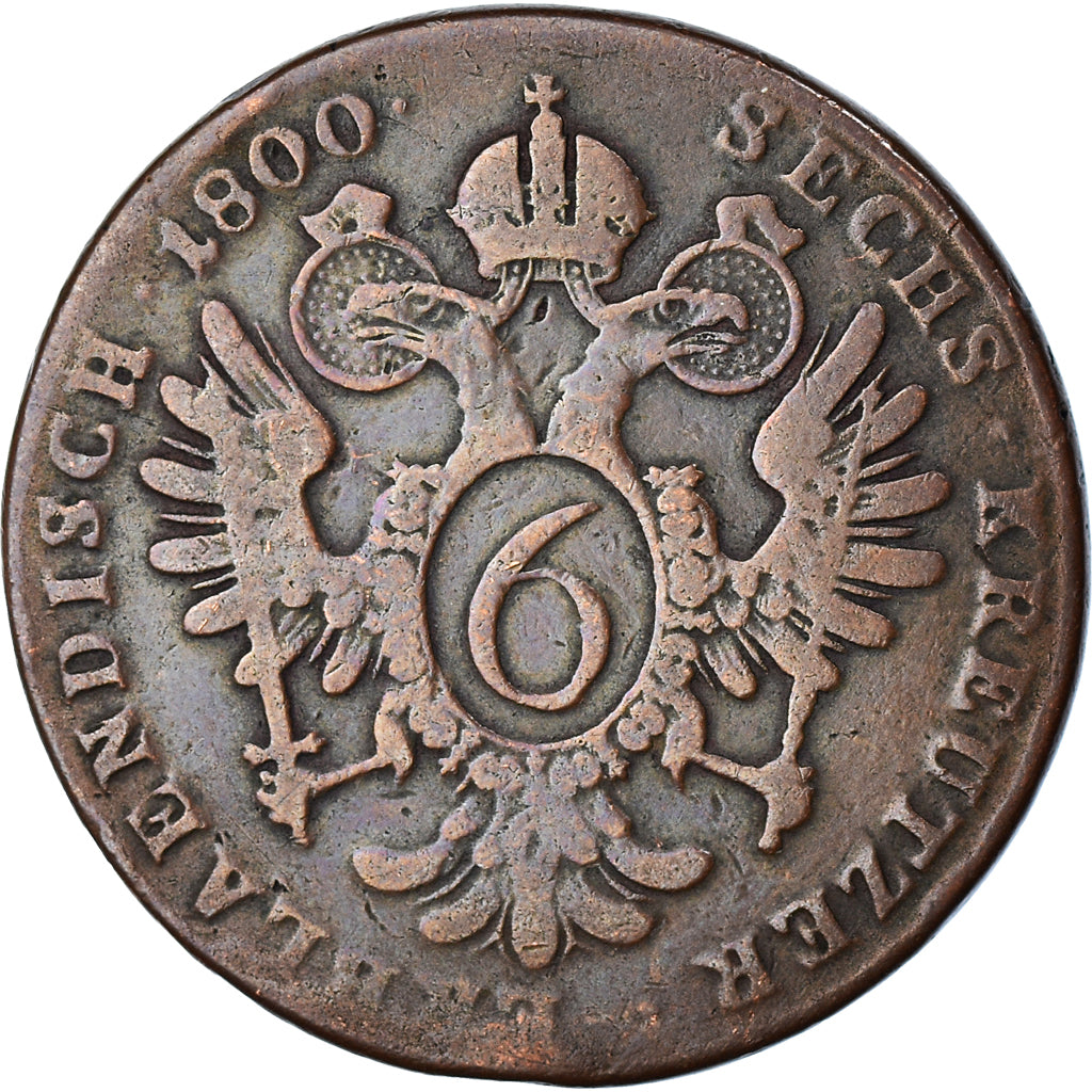 Coin, Austria, Franz II (I), 6 Kreuzer, 1800, Kremnitz, VF(20-25), Copper