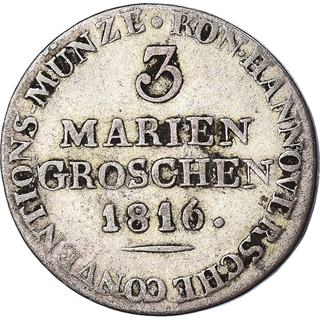 Coin, German States, HANNOVER, George III, 3 Mariengroschen, 1816, VF(20-25)