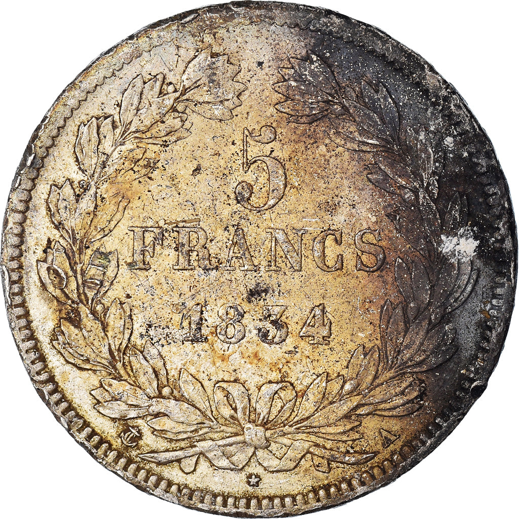 Coin, France, Louis-Philippe, 5 Francs, 1834, Paris, VF(20-25), Silver