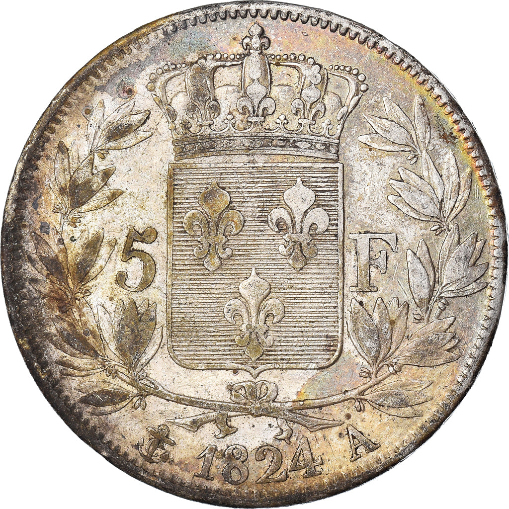 Münze, Frankreich, Louis XVIII, Louis XVIII, 5 Francs, 1824, Paris, S+, Silber