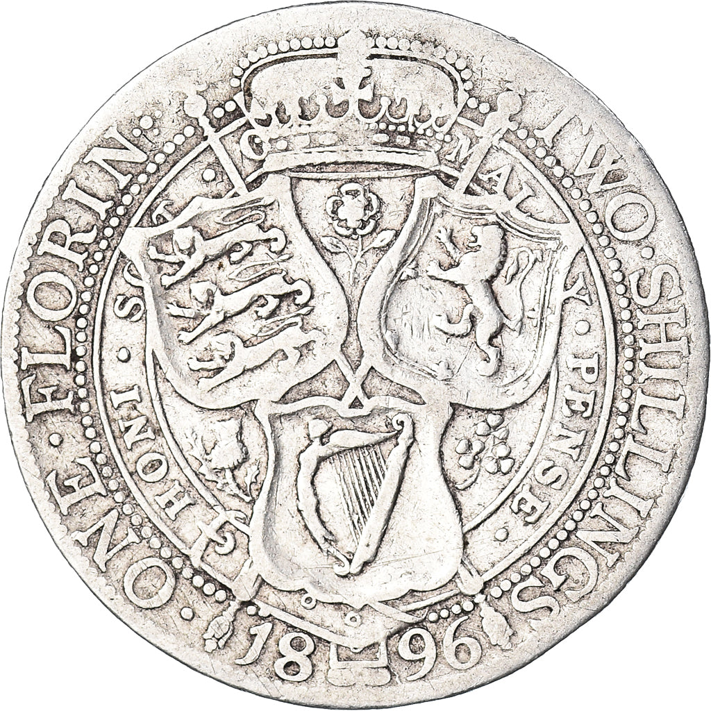 Coin, Great Britain, Victoria, Florin, Two Shillings, 1896, F(12-15), Silver