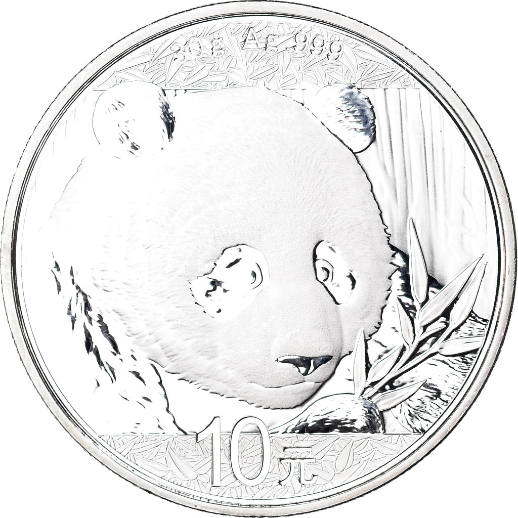 Coin, China, Panda, 10 Yüan, 2018, Bullion, MS(65-70), Silver