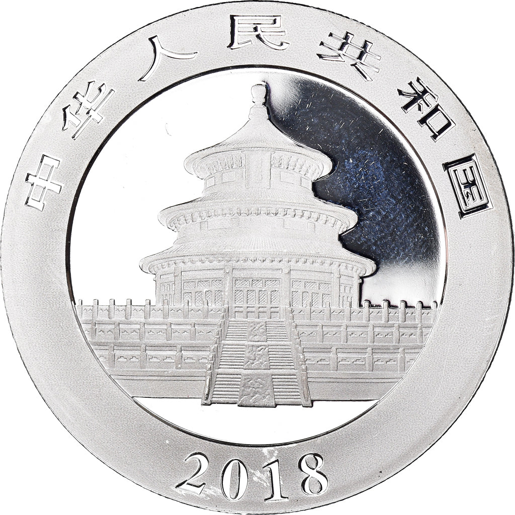 Coin, China, Panda, 10 Yüan, 2018, Bullion, MS(65-70), Silver