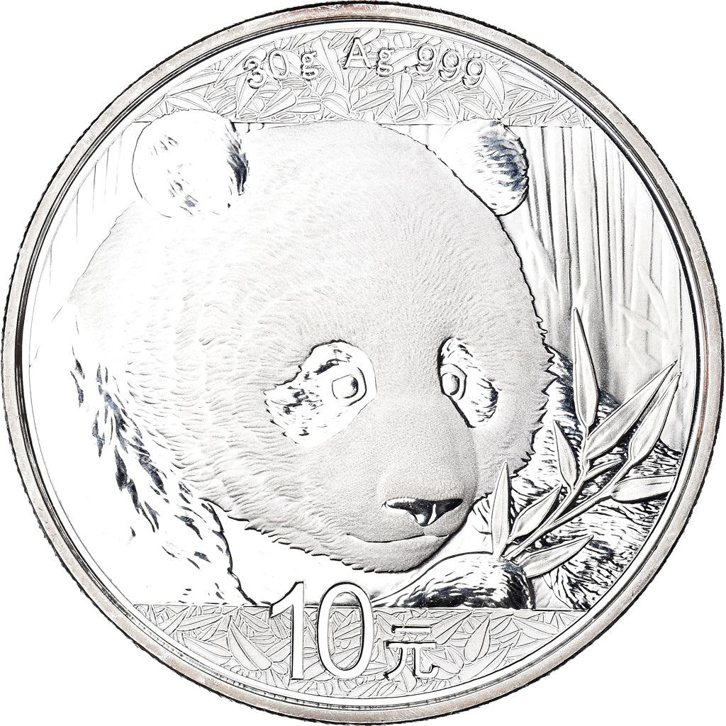 Coin, China, Panda, 10 Yüan, 2018, Bullion, MS(65-70), Silver
