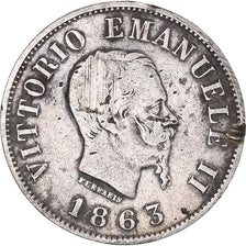 Munten, Italië, Vittorio Emanuele II, 50 Centesimi, 1863, Milan, FR, Zilver