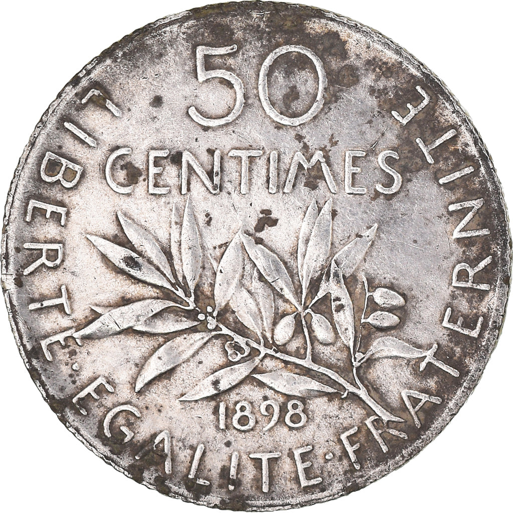 Munten, Frankrijk, Semeuse, 50 Centimes, 1898, Paris, ZF, Zilver, KM:854