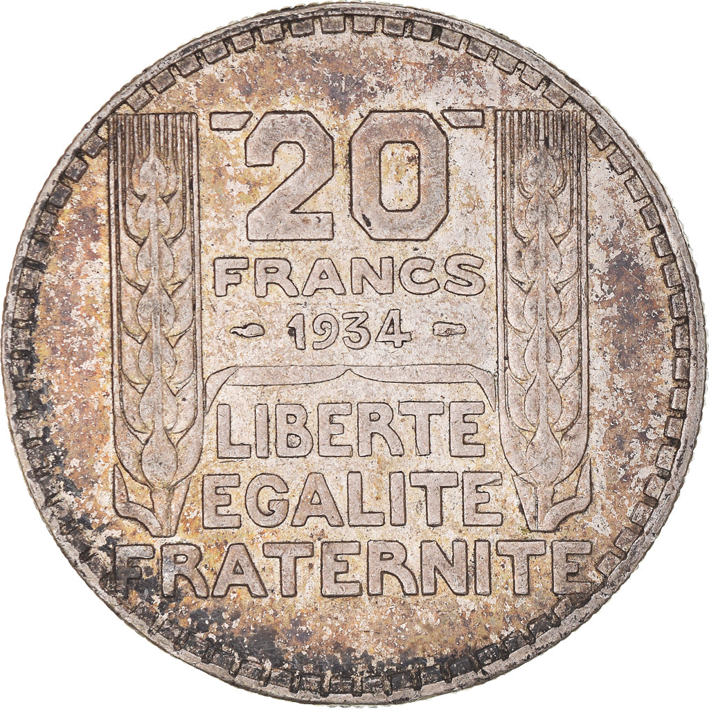 Moneta, Francia, Turin, 20 Francs, 1934, Paris, BB, Argento, KM:879, Gadoury:852