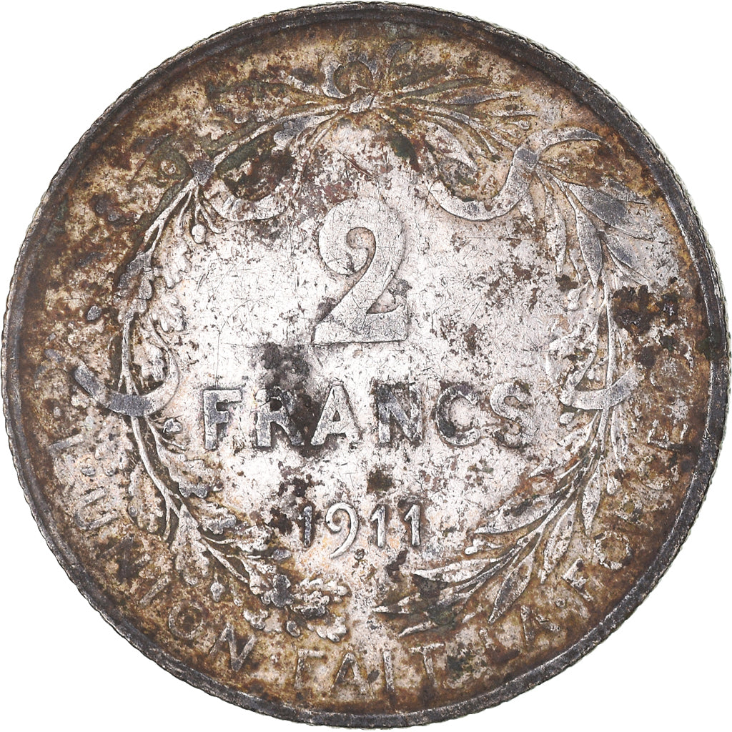 Coin, Belgium, 2 Francs, 2 Frank, 1911, VF(20-25), Silver, KM:74