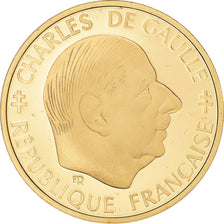 Coin, France, Franc, 1988, Paris, Charles de Gaulle, MS(65-70), Gold, KM:979