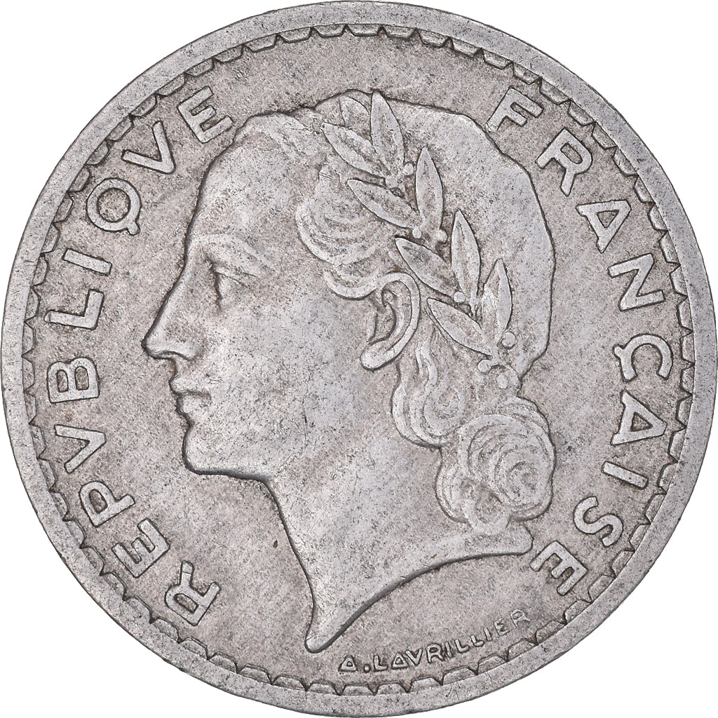 Moneda, Francia, Lavrillier, 5 Francs, 1948, Paris, MBC, Aluminio, KM:888b.1