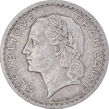 Moeda, França, Lavrillier, 5 Francs, 1948, Paris, EF(40-45), Alumínio