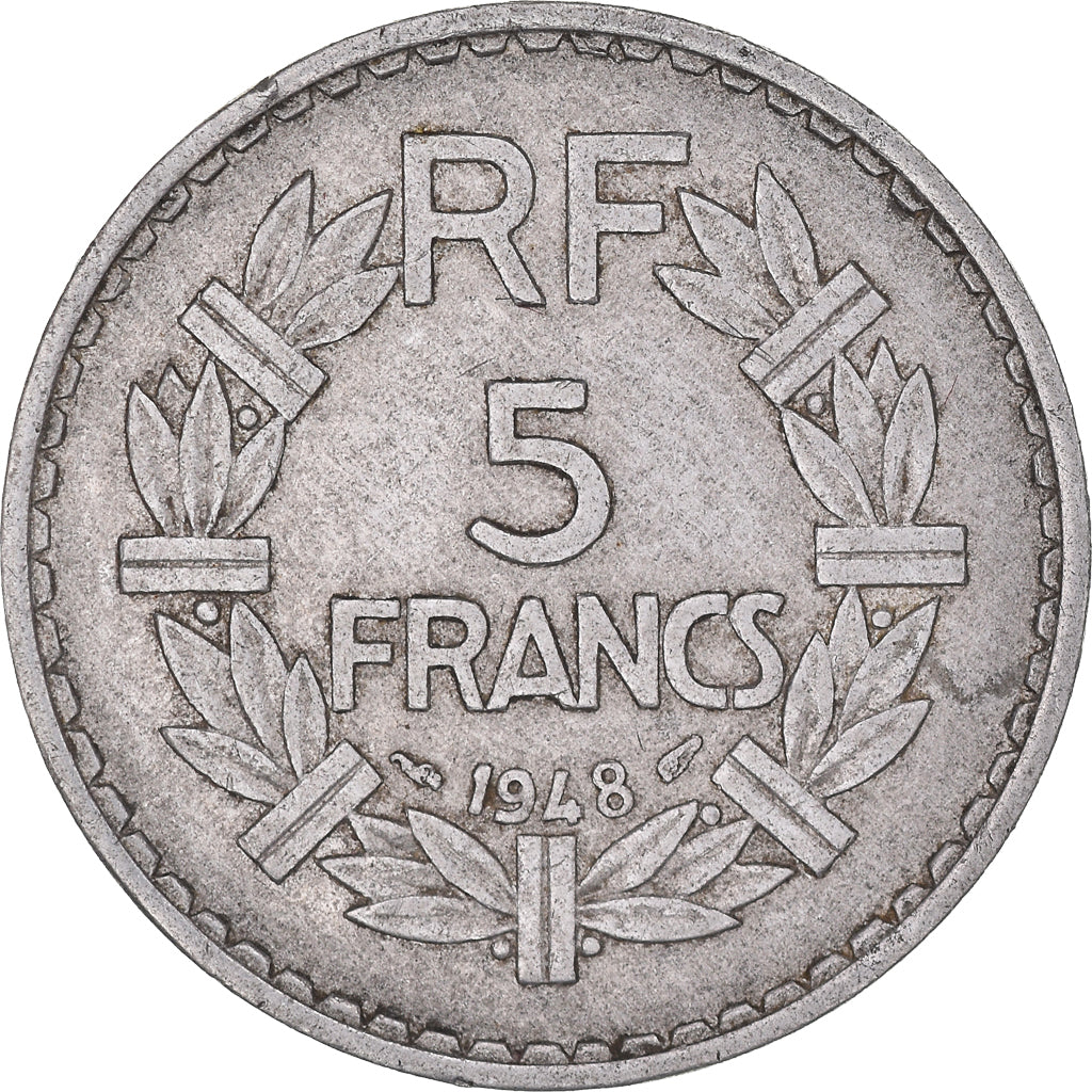 Moneda, Francia, Lavrillier, 5 Francs, 1948, Paris, MBC, Aluminio, KM:888b.1