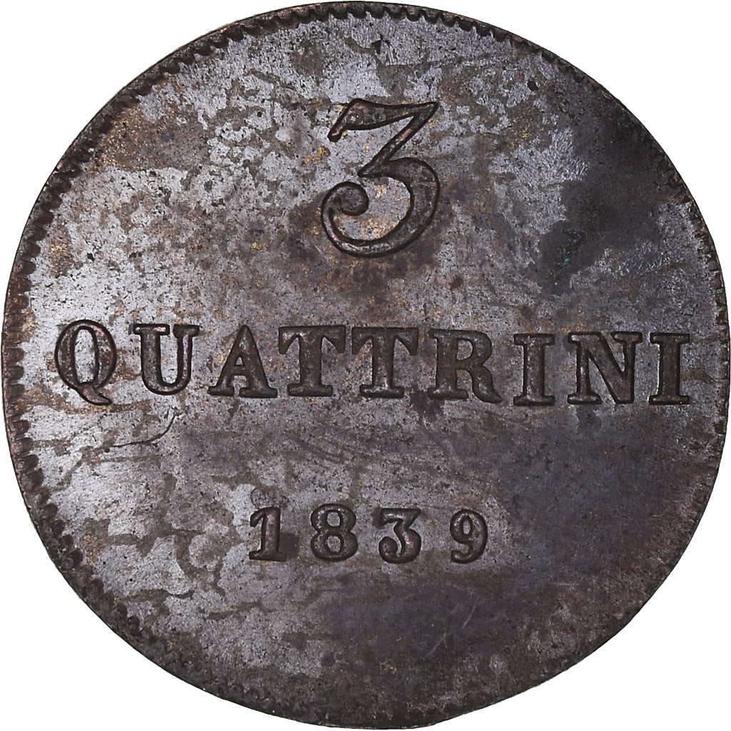 Coin, ITALIAN STATES, TUSCANY, Leopold II, 3 Quattrini, 1839, Florence