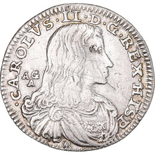 Monnaie, États italiens, NAPLES, Carlo II, Carlino, 1688, Naples, TTB+, Argent