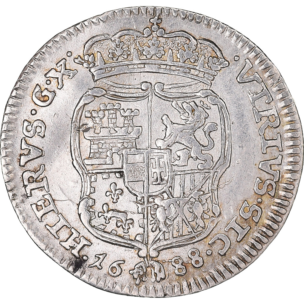 Coin, ITALIAN STATES, NAPLES, Carlo II, Carlino, 1688, Naples, AU(50-53)