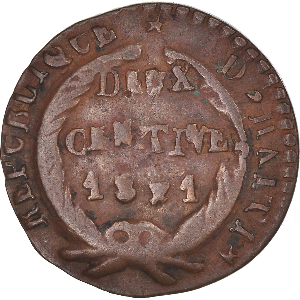 Coin, Haiti, 2 Centimes, 1844, backward 4, VF(20-25), Copper, KM:A22