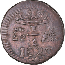 Moeda, Colômbia, 1/4 Réal, 1820, Santa Marta, AU(50-53), Cobre, KM:B4