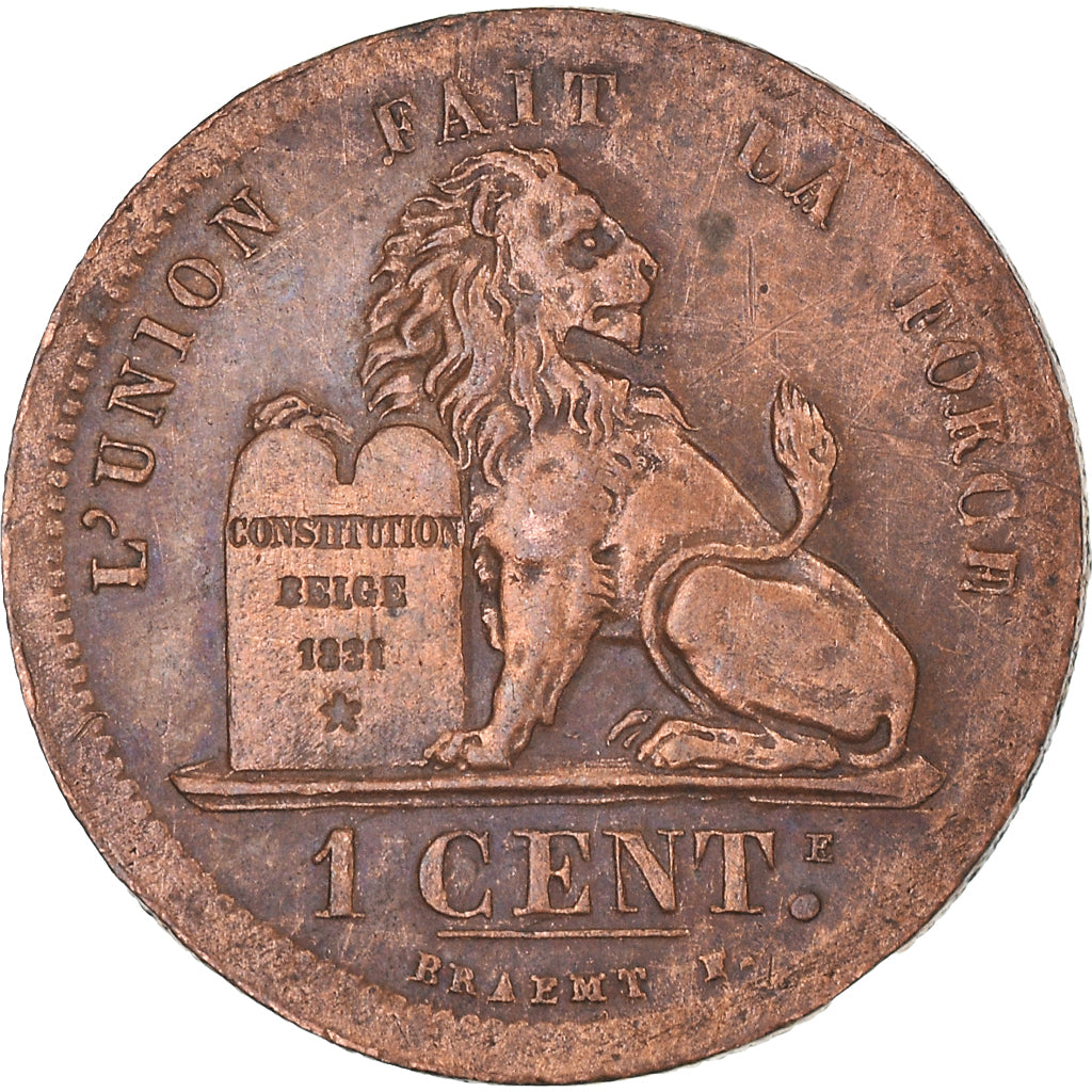 Coin, Belgium, Leopold I, Centime, 1833, AU(50-53), Copper, KM:1.1