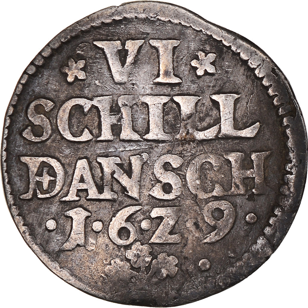 Coin, Denmark, 6 Skilling, 1629, VF(30-35), Silver, KM:110
