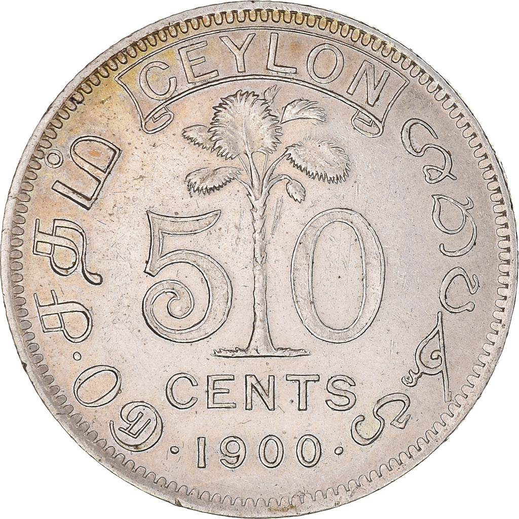 Monnaie, Sri Lanka , Victoria, 50 Cents, 1900, SUP, Argent, KM:96
