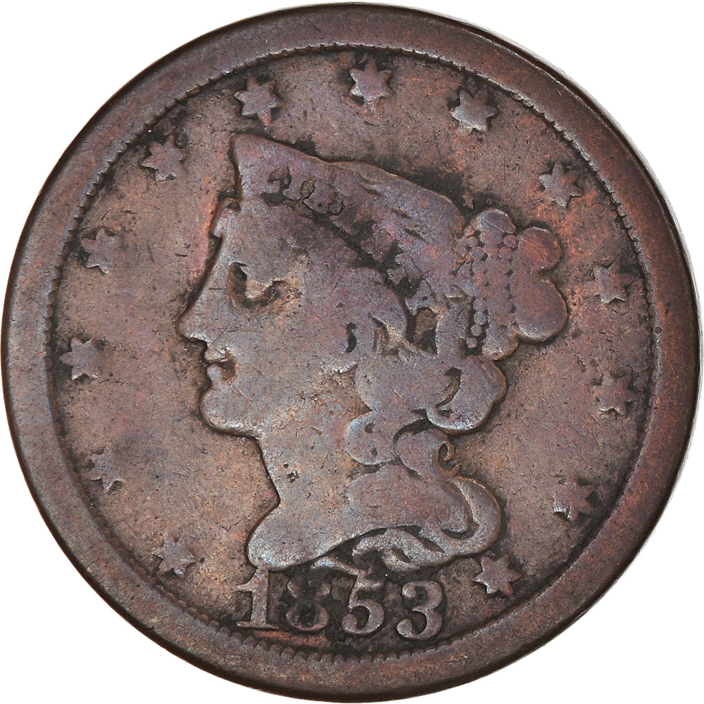 Coin, United States, Braided Hair Half Cent, Half Cent, 1853, U.S. Mint