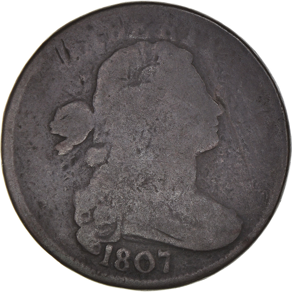Coin, United States, Draped Bust Cent, Cent, 1807, U.S. Mint, F(12-15), Copper