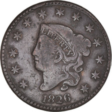 Coin, United States, Coronet Cent, Cent, 1826, U.S. Mint, Philadelphia