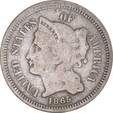Monnaie, États-Unis, Nickel 3 Cents, 1865, U.S. Mint, Philadelphie, TB