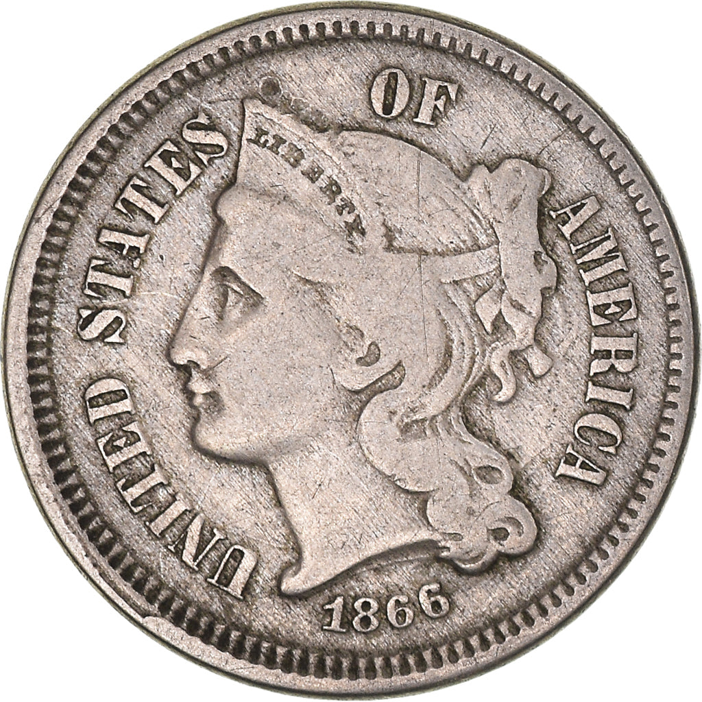 Munten, Verenigde Staten, Nickel 3 Cents, 1866, U.S. Mint, Philadelphia, FR
