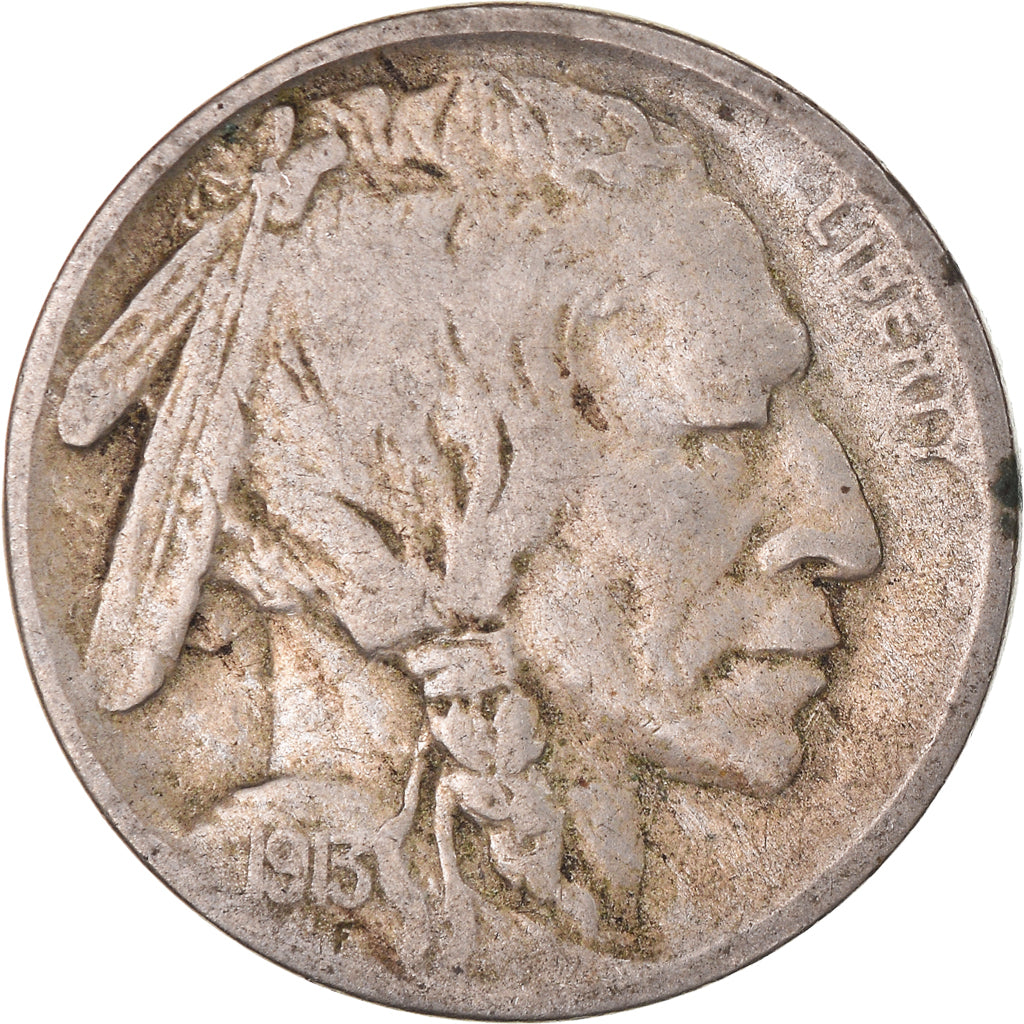 Coin, United States, Buffalo Nickel, 5 Cents, 1913-D, U.S. Mint, Denver