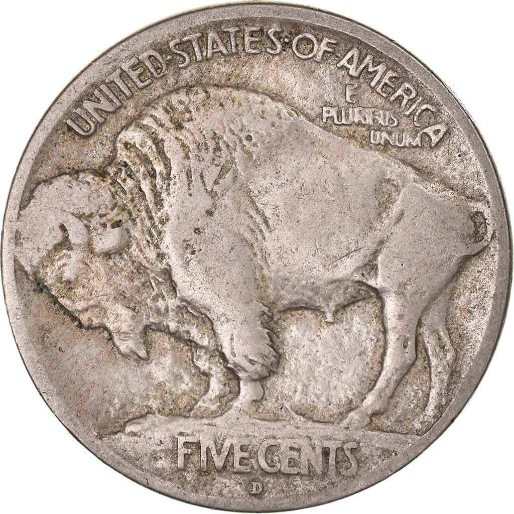 Coin, United States, Buffalo Nickel, 5 Cents, 1913-D, U.S. Mint, Denver