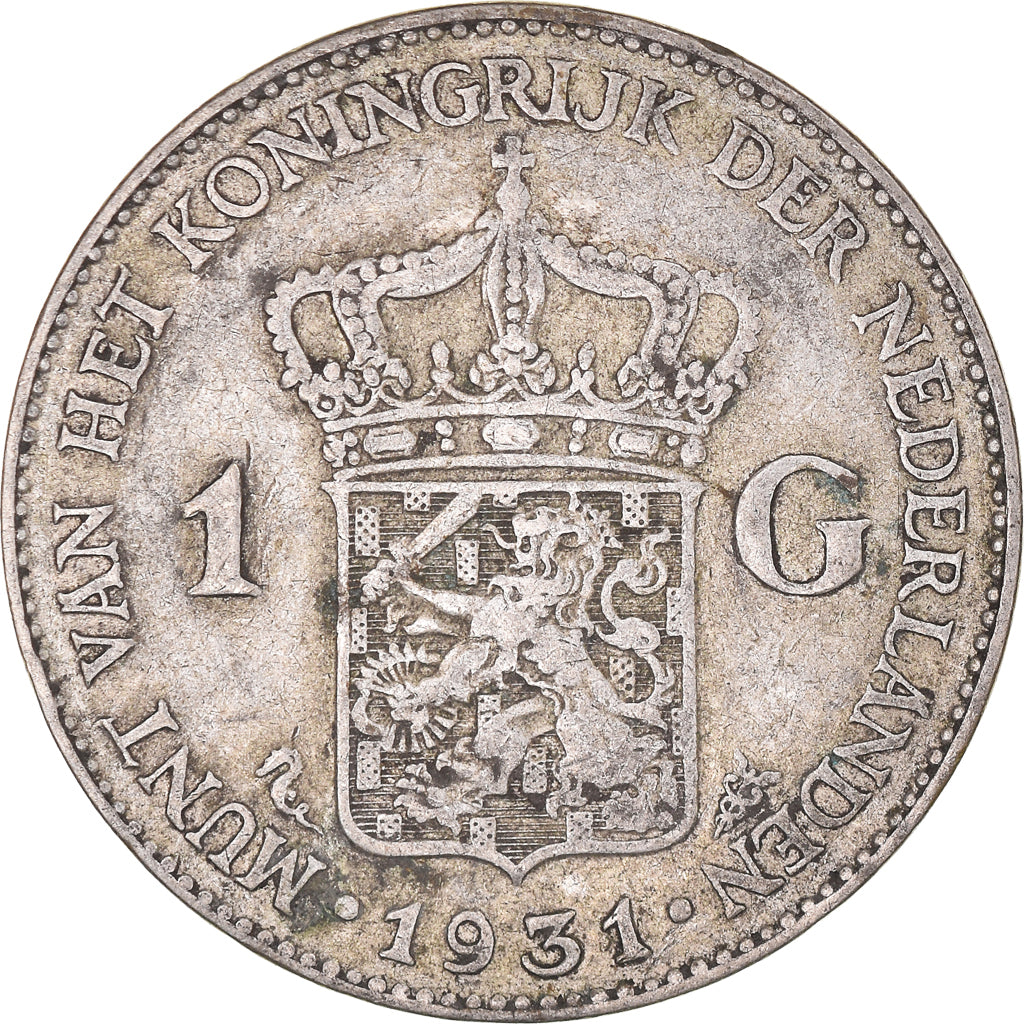 Coin, Netherlands, Wilhelmina I, Gulden, 1931, Utrecht, VF(30-35), Silver