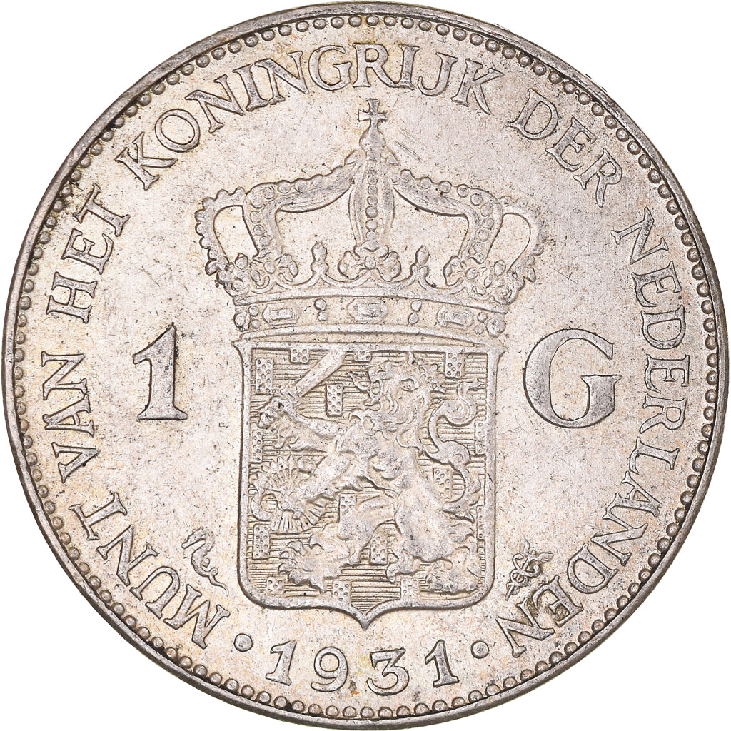 Coin, Netherlands, Wilhelmina I, Gulden, 1931, Utrecht, AU(55-58), Silver
