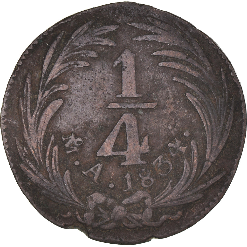 Monnaie, Mexique, 1/4 Real, Un Quarto/Una Quartilla, 1834, Mexico City, TB+
