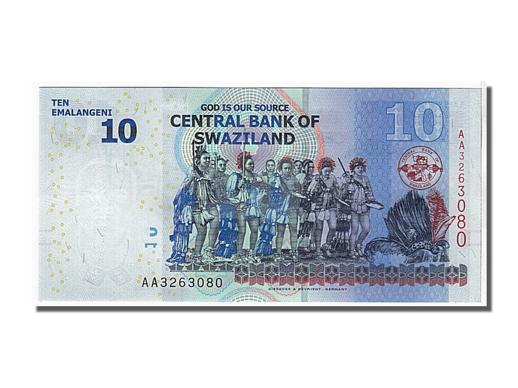 Banknote, Swaziland, 10 Emalangeni, 2010, KM:36a, UNC(65-70)