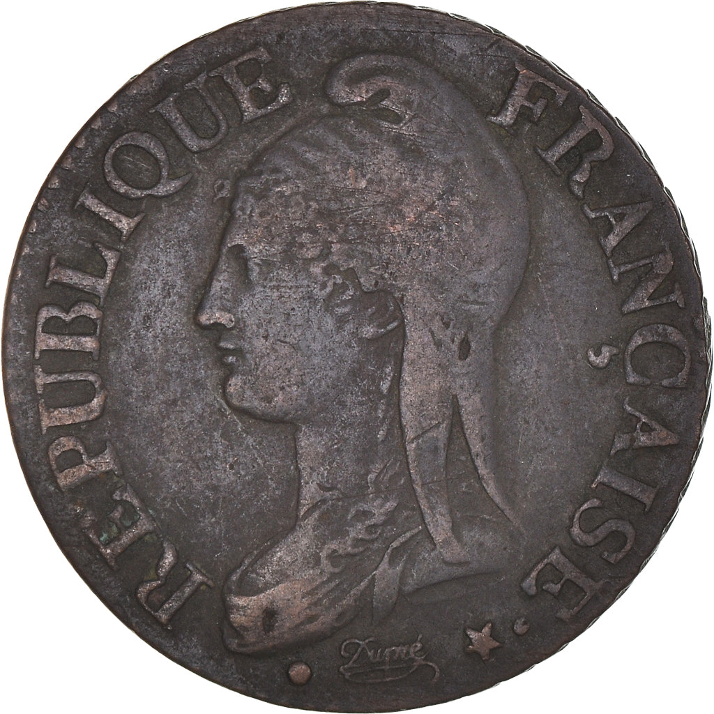 Moneta, Francia, Dupré, 5 Centimes, An 8/6, Bordeaux, BB, Bronzo, KM:640.8