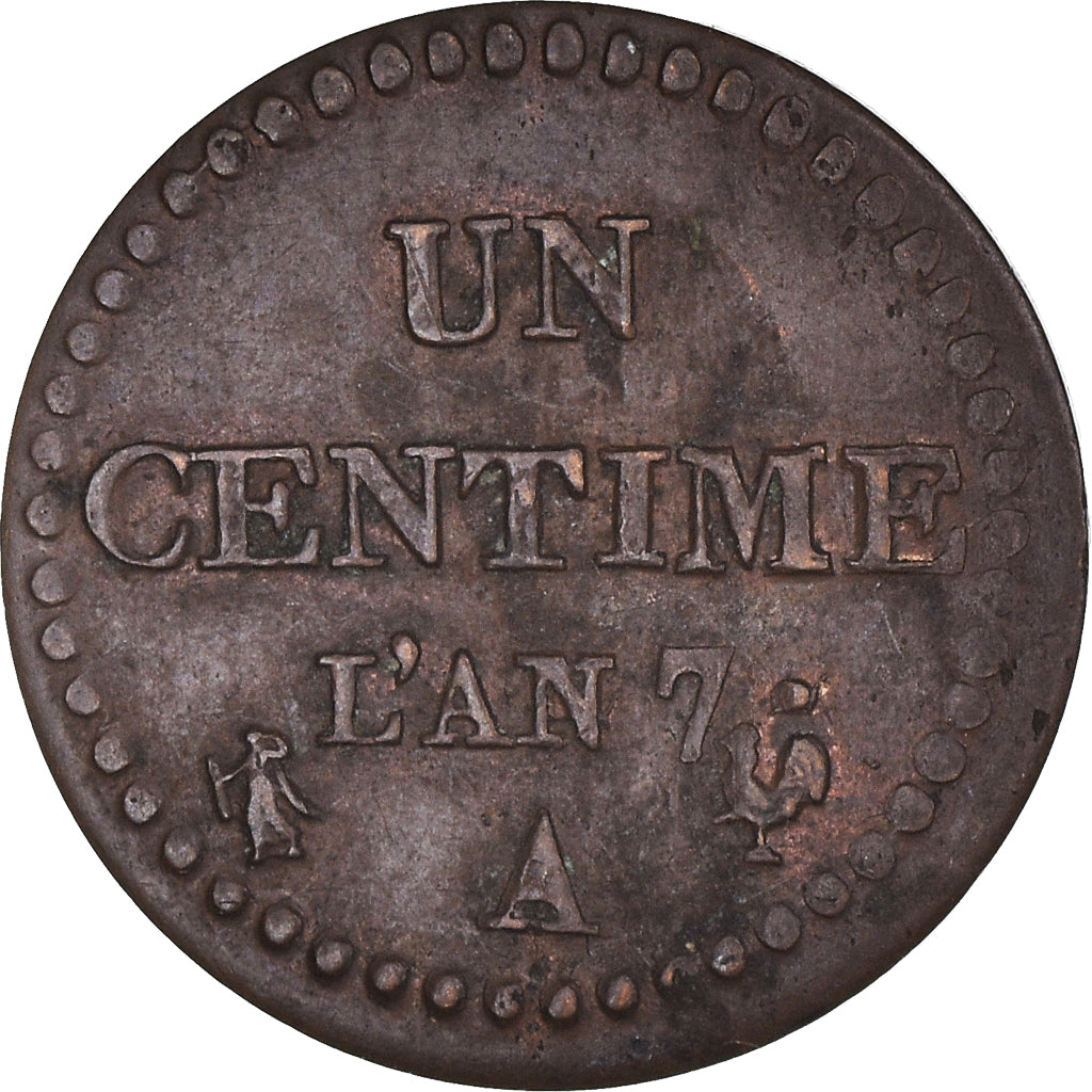 Moneta, Francia, Dupré, Centime, AN 7, Paris, BB, Bronzo, KM:646