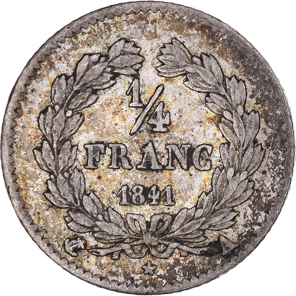 Coin, France, Louis-Philippe, 1/4 Franc, 1841, Paris, VF(30-35), Silver