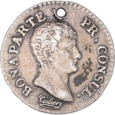 Moneda, Francia, Napoléon I, 1/4 Franc, An 12, Paris, Holed, MBC, Plata