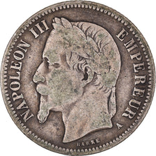 Moeda, França, Napoleon III, Napoléon III, Franc, 1866, Paris, VF(20-25)